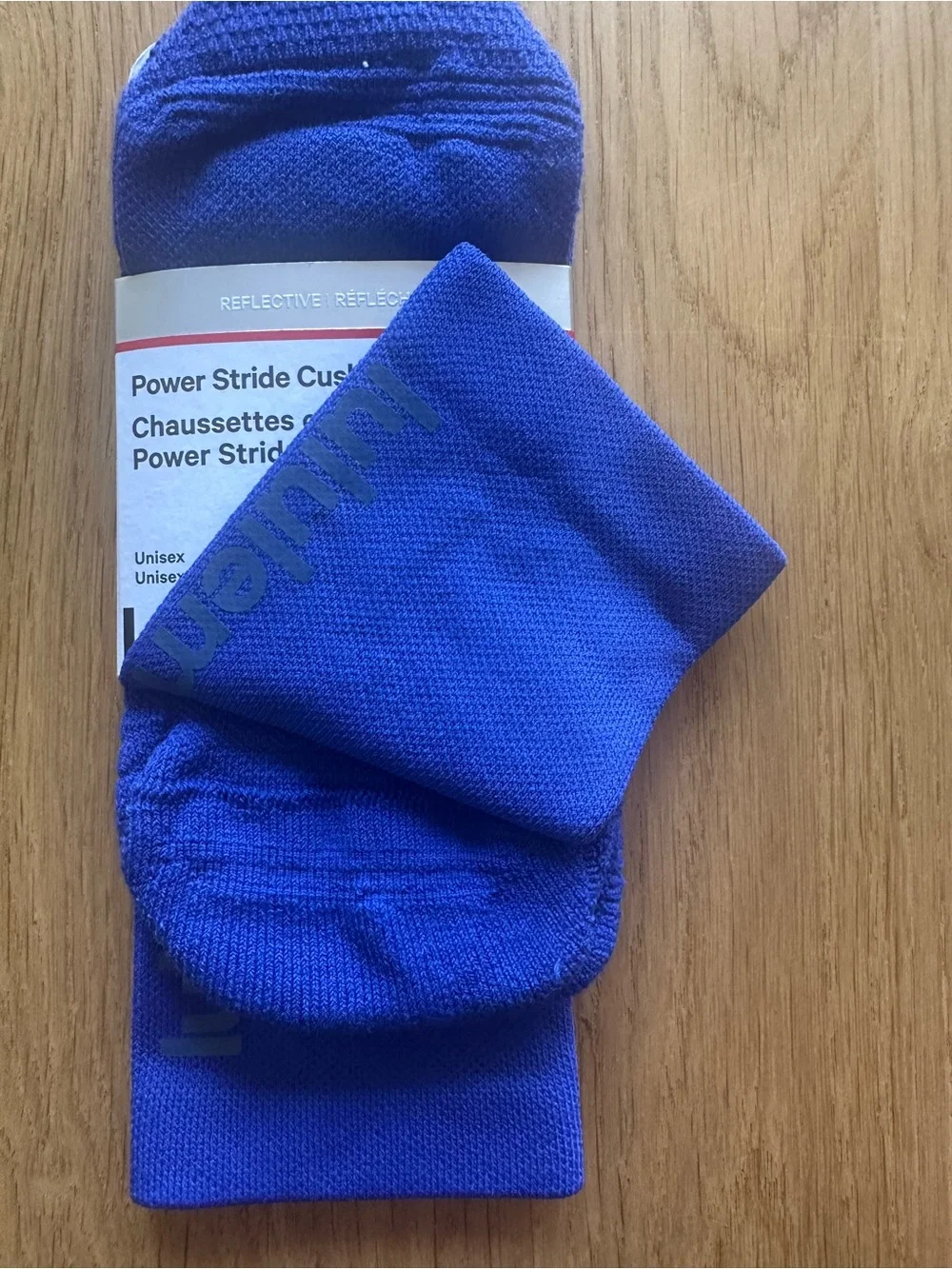 NWT Lululemon Unisex Power Stride Cushion Crew Socks Wordmark Beach Ball Blue